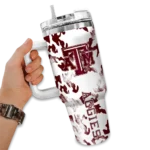 custom texas am aggies camo mashup maroon white curved tumbler best selling.webp