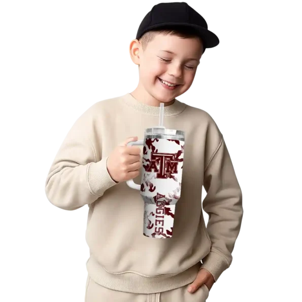 custom texas am aggies camo mashup maroon white curved tumbler latest model.webp