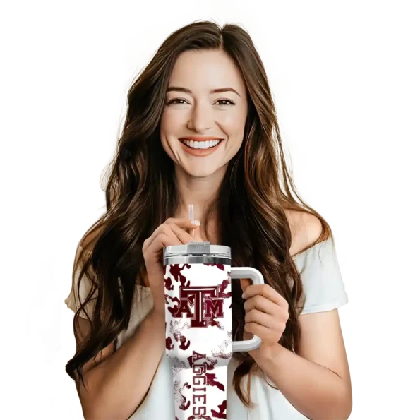 custom texas am aggies camo mashup maroon white curved tumbler premium grade.webp
