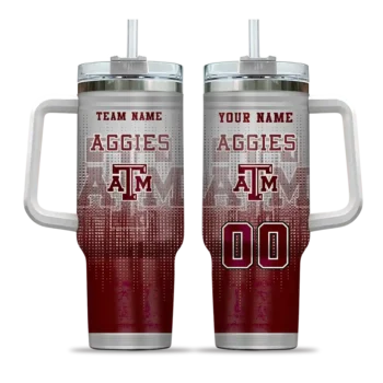 custom texas am aggies gradient dots maroon curved tumbler best selling.webp