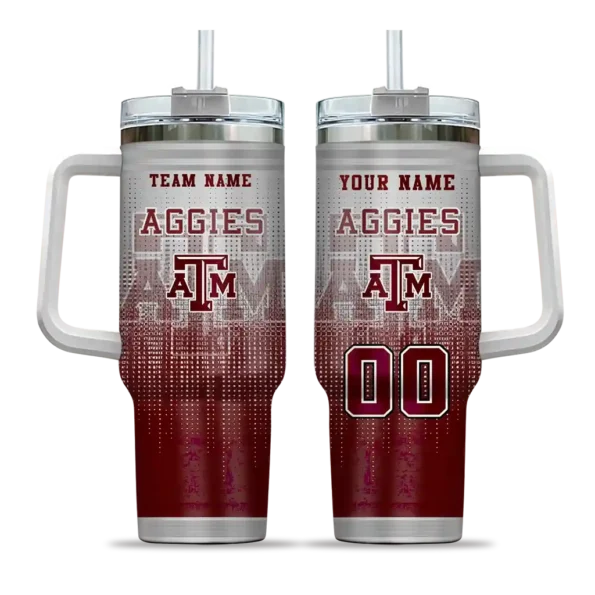 custom texas am aggies gradient dots maroon curved tumbler best selling.webp