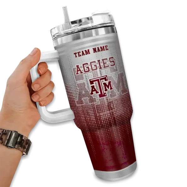 custom texas am aggies gradient dots maroon curved tumbler fashion forward.webp
