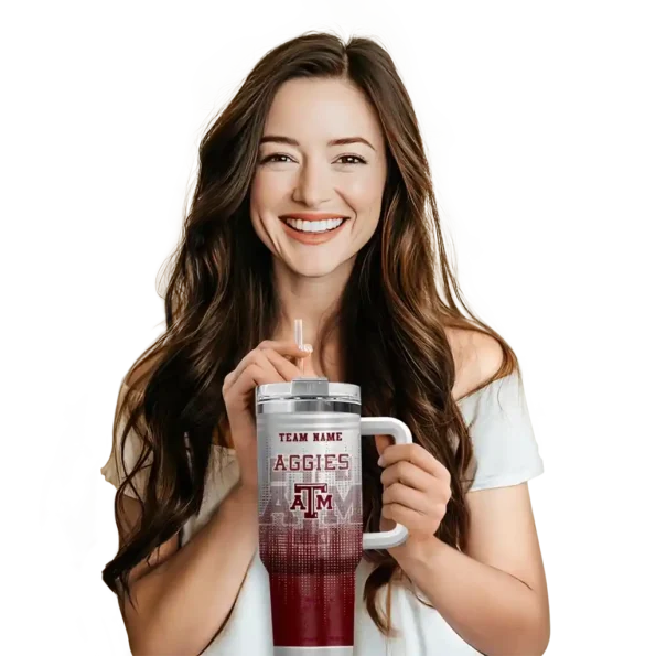 custom texas am aggies gradient dots maroon curved tumbler premium grade.webp
