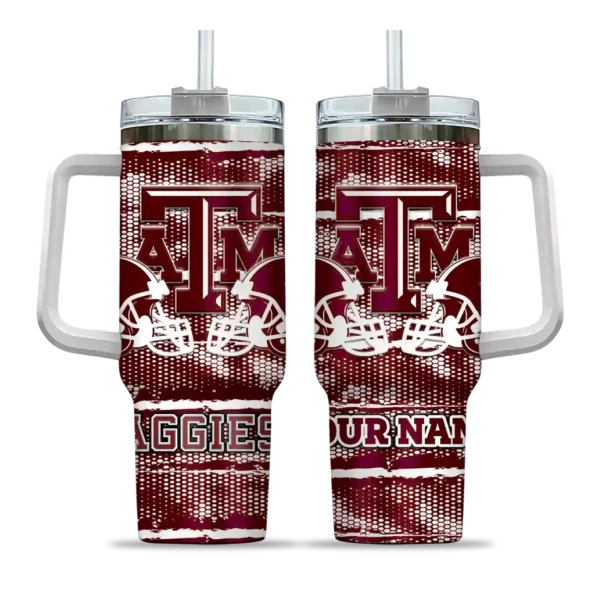 custom texas am aggies honey streaks maroon curved tumbler best selling.webp