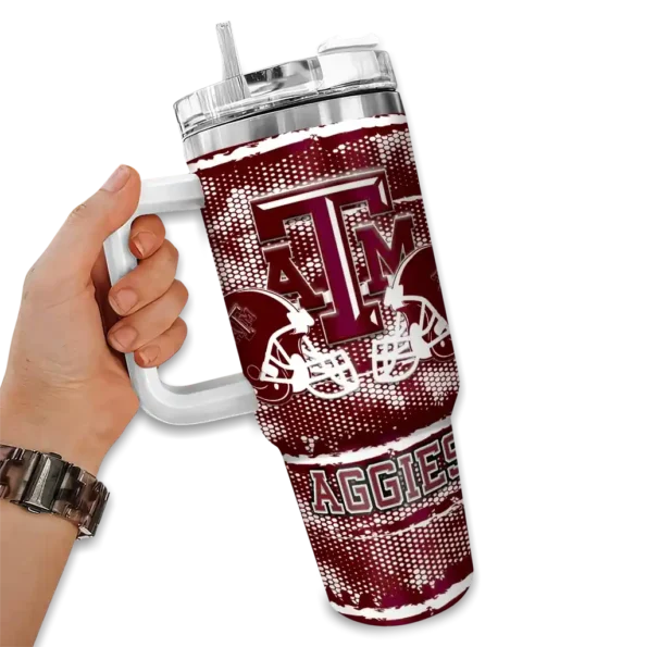 custom texas am aggies honey streaks maroon curved tumbler fashion forward.webp