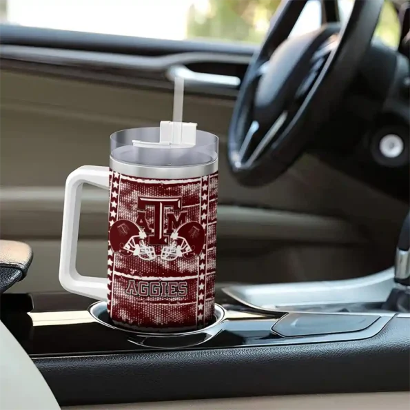 custom texas am aggies honey streaks maroon curved tumbler trendy.webp