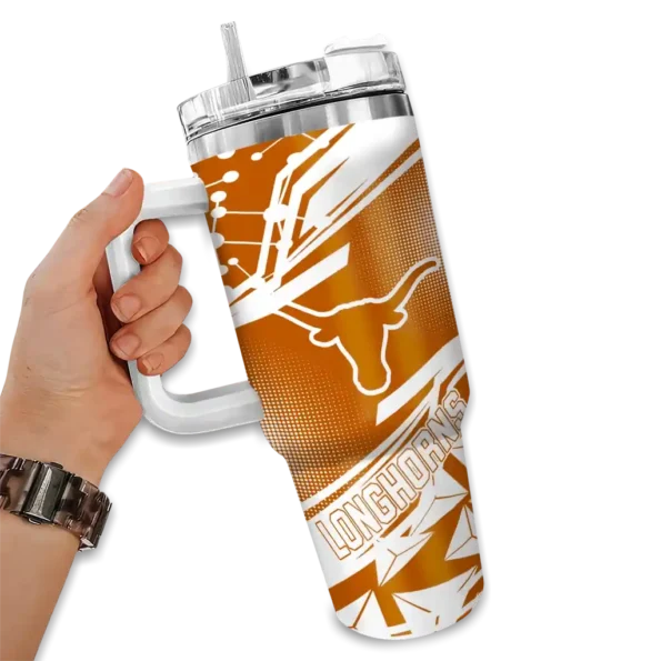 custom texas longhorns abstract paths orange curved tumbler fashion forward.webp