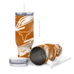 custom texas longhorns abstract paths orange curved tumbler best selling.webp
