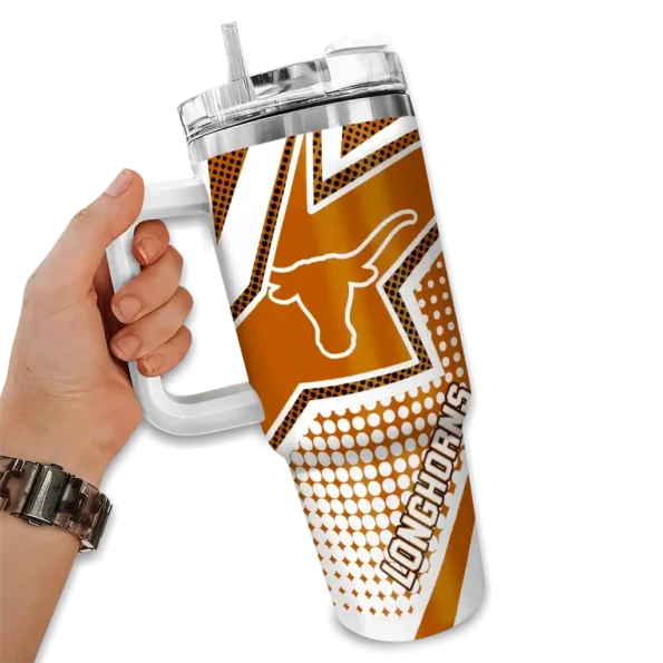 custom texas longhorns arrow burst orange curved tumbler fashion forward.webp