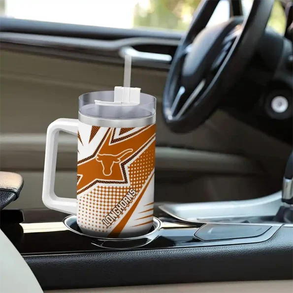 custom texas longhorns arrow burst orange curved tumbler trendy.webp