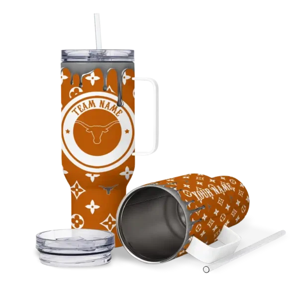 custom texas longhorns bullseye drips orange curved tumbler high quality.webp