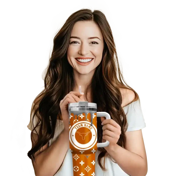 custom texas longhorns bullseye drips orange curved tumbler premium grade.webp