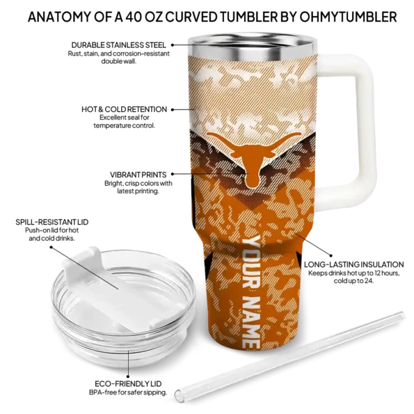 custom texas longhorns chevron stripe orange curved tumbler new arrival.webp