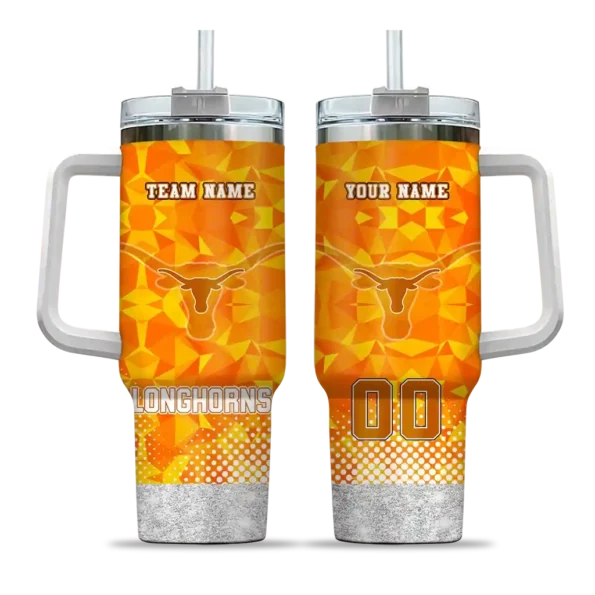 custom texas longhorns geometric prism orange curved tumbler best selling.webp