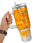 custom texas longhorns geometric prism orange curved tumbler best selling.webp
