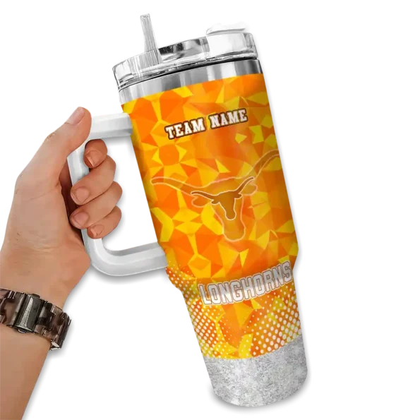 custom texas longhorns geometric prism orange curved tumbler fashion forward.webp