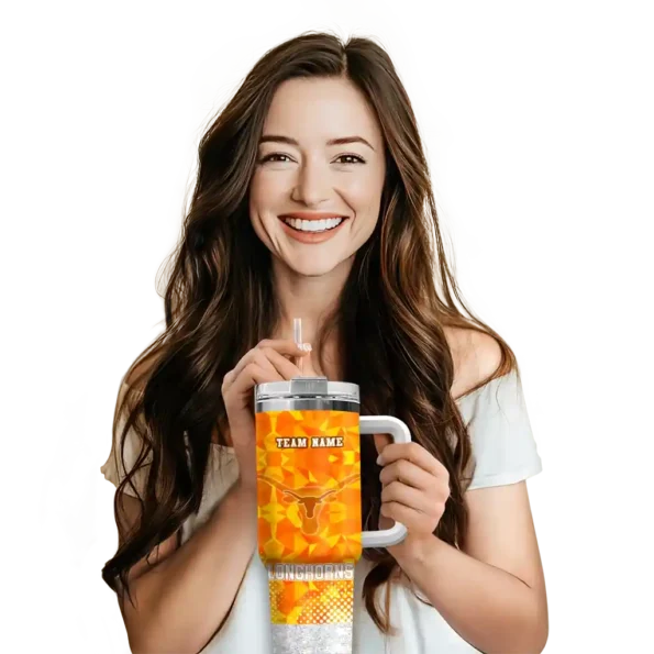 custom texas longhorns geometric prism orange curved tumbler premium grade.webp