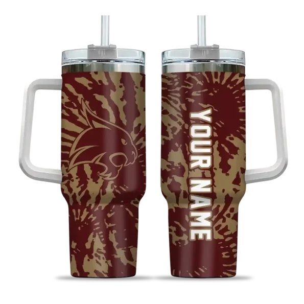 custom texas state bobcats burst swirl maroon curved tumbler best selling.webp
