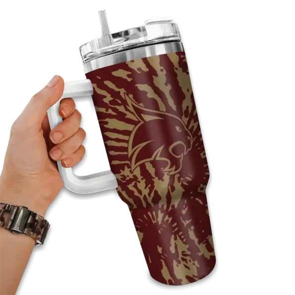 custom texas state bobcats burst swirl maroon curved tumbler fashion forward.webp