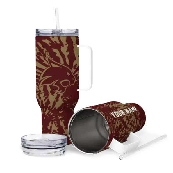 custom texas state bobcats burst swirl maroon curved tumbler high quality.webp