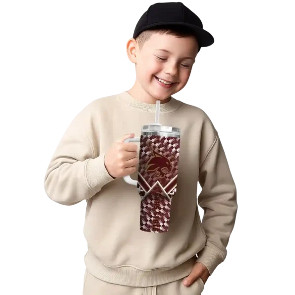 custom texas state bobcats chevron angle maroon curved tumbler latest model.webp