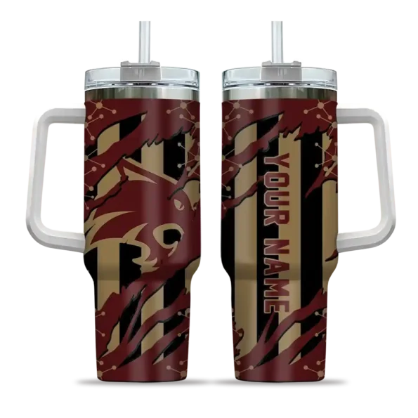 custom texas state bobcats claw cut maroon black curved tumbler best selling.webp