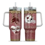 custom texas state bobcats heart helmet motif maroon curved tumbler best selling.webp
