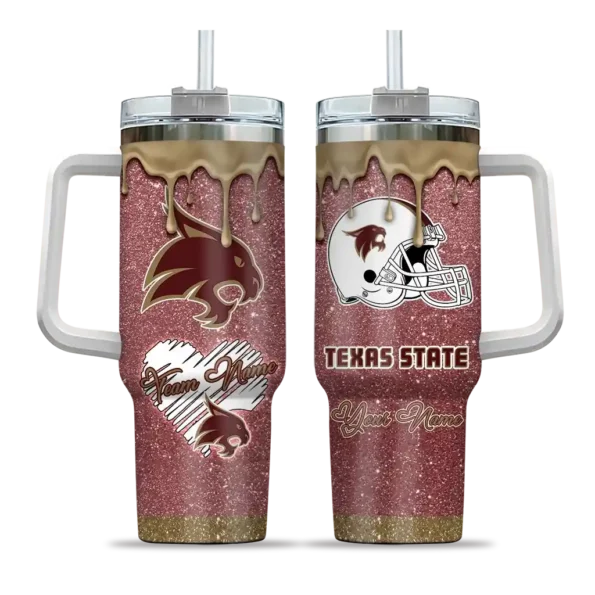 custom texas state bobcats heart helmet motif maroon curved tumbler best selling.webp