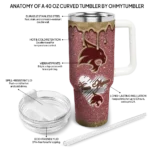 custom texas state bobcats heart helmet motif maroon curved tumbler best selling.webp