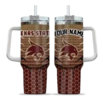 custom texas state bobcats hex texture maroon curved tumbler best selling.webp