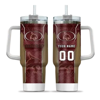 custom texas state bobcats hexagon armor maroon curved tumbler best selling.webp
