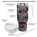 custom texas state bobcats superman shield maroon gray curved tumbler best selling.webp