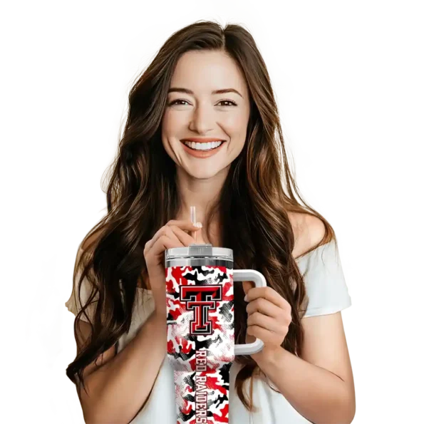 custom texas tech red raiders camo mashup red white curved tumbler premium grade.webp
