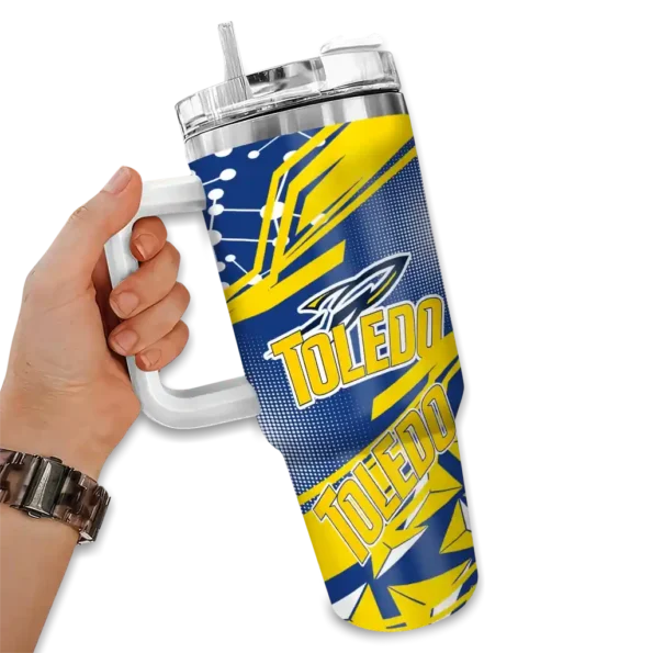 custom toledo rockets abstract paths blue curved tumbler fashion forward.webp