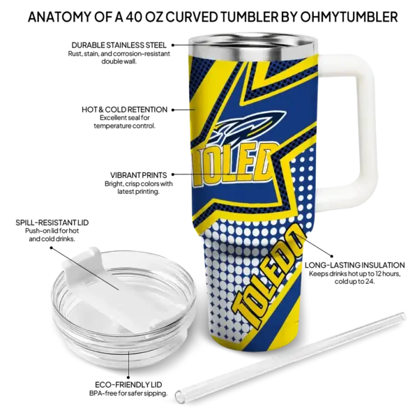 custom toledo rockets arrow burst blue curved tumbler new arrival.webp
