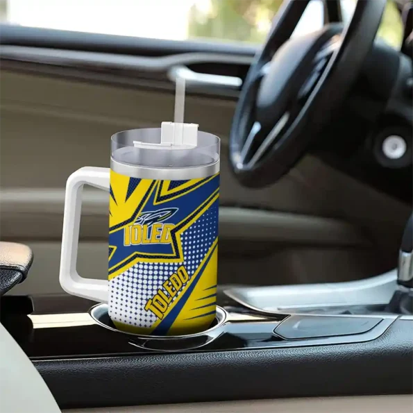 custom toledo rockets arrow burst blue curved tumbler trendy.webp