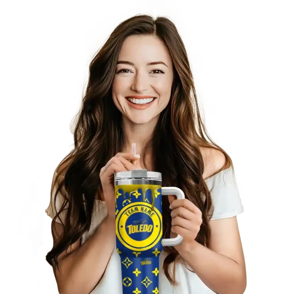 custom toledo rockets bullseye drips blue curved tumbler premium grade.webp