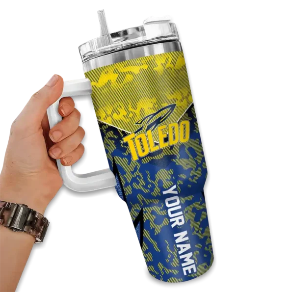 custom toledo rockets chevron stripe blue curved tumbler fashion forward.webp