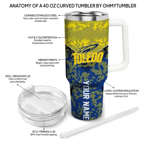 custom toledo rockets chevron stripe blue curved tumbler new arrival.webp