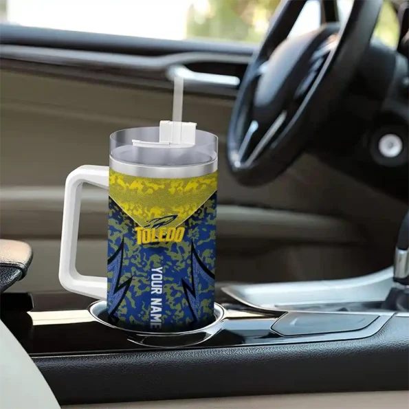 custom toledo rockets chevron stripe blue curved tumbler trendy.webp