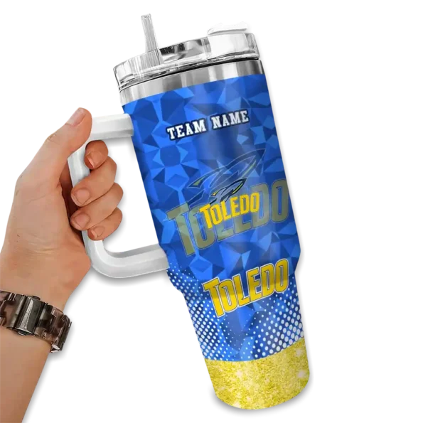 custom toledo rockets geometric prism blue curved tumbler fashion forward.webp