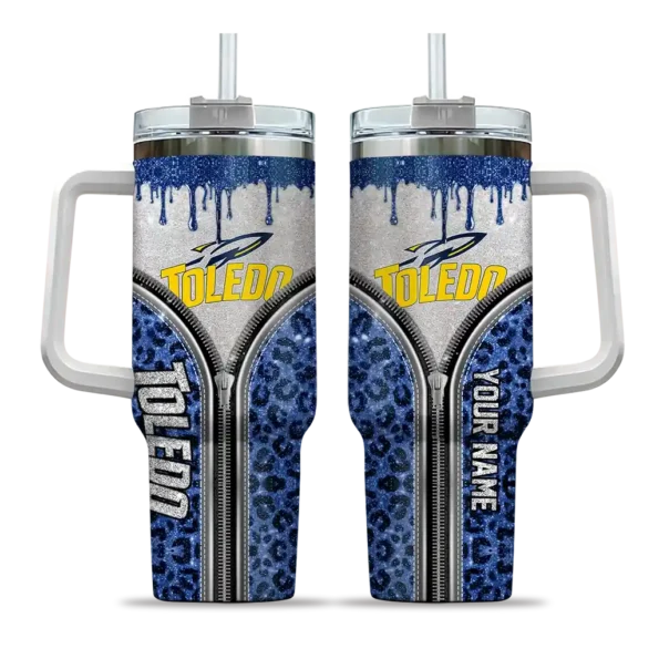 custom toledo rockets leopard zipper blue curved tumbler best selling.webp