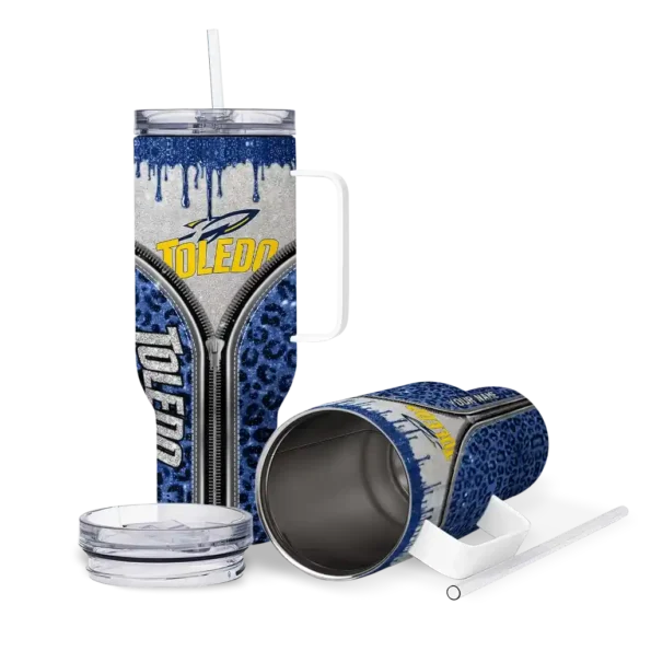 custom toledo rockets leopard zipper blue curved tumbler high quality.webp
