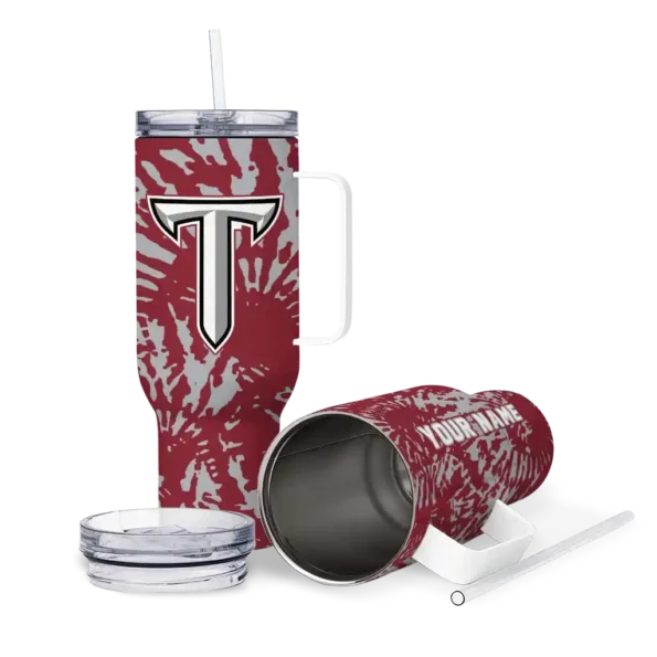 custom troy trojans burst swirl red curved tumbler high quality.webp