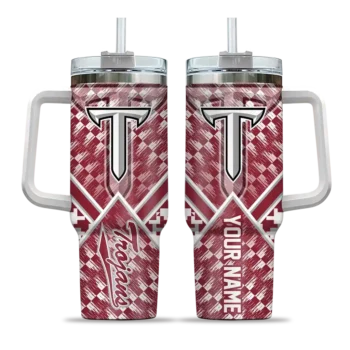 custom troy trojans chevron angle red curved tumbler best selling.webp