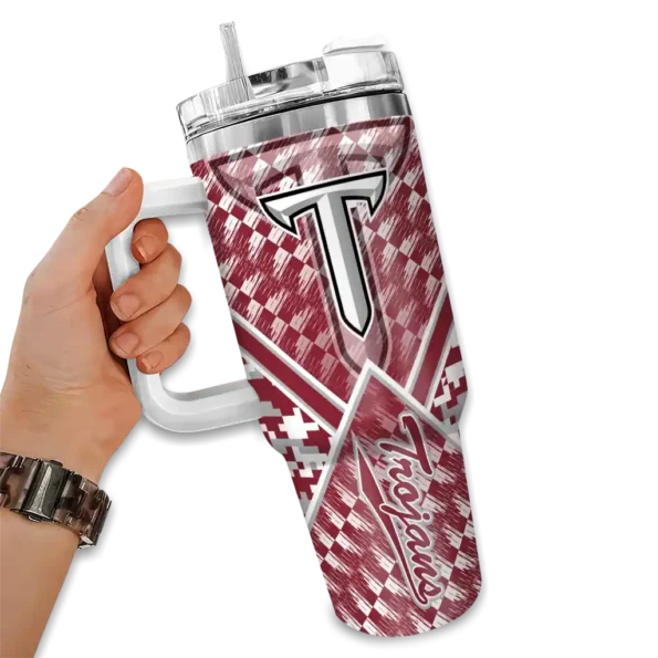 custom troy trojans chevron angle red curved tumbler fashion forward.webp
