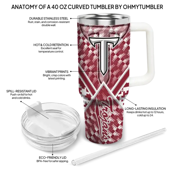 custom troy trojans chevron angle red curved tumbler new arrival.webp