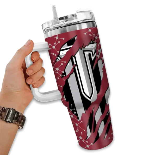 custom troy trojans claw cut red black curved tumbler fashion forward.webp