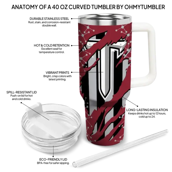 custom troy trojans claw cut red black curved tumbler new arrival.webp