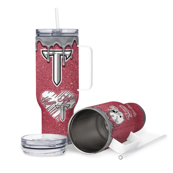 custom troy trojans heart helmet motif red curved tumbler high quality.webp